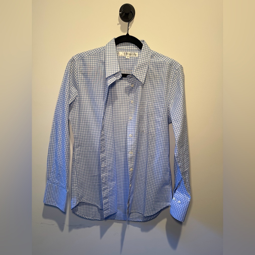 Women's Blue Checkered Button Down Shirt